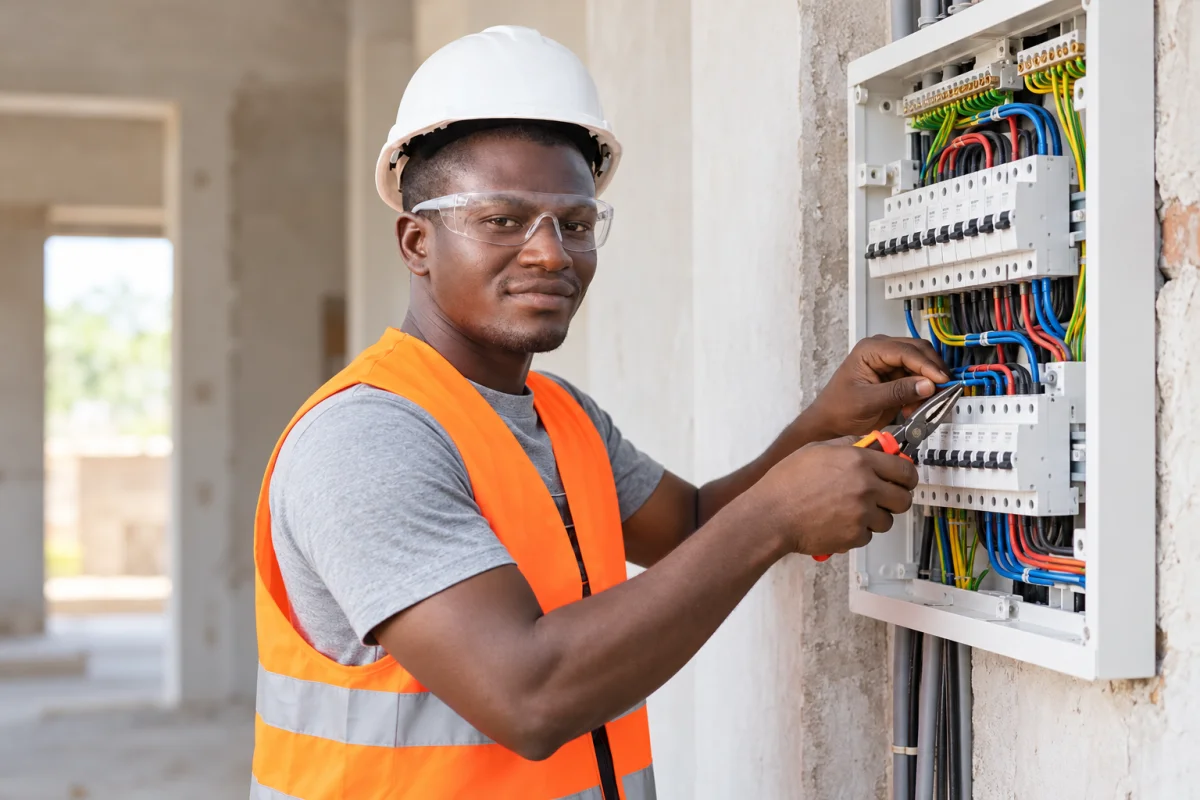 The AL-IRFAI brand representative working on an electrical distribution board