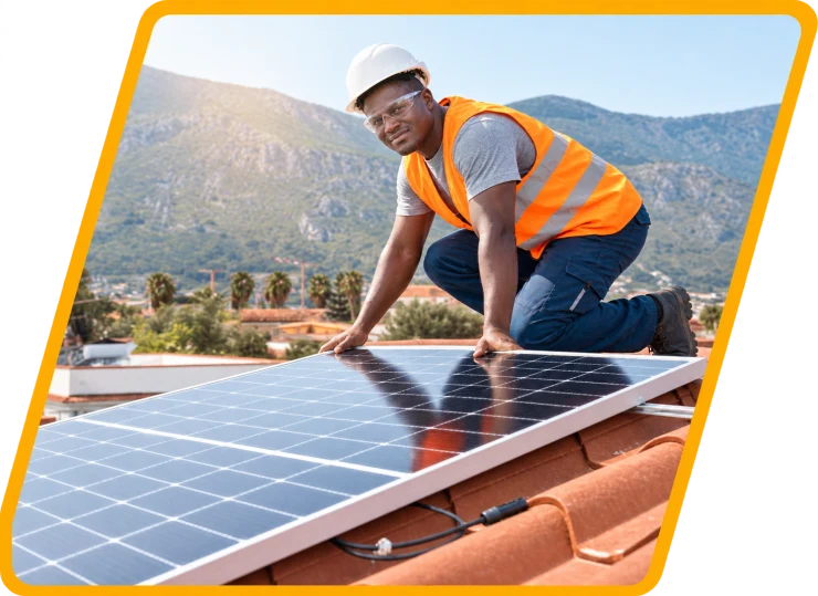 The AL-IRFAI brand representative installing rooftop solar panels