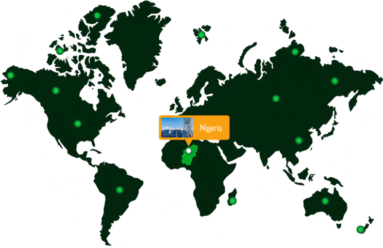 World map highlighting Nigeria